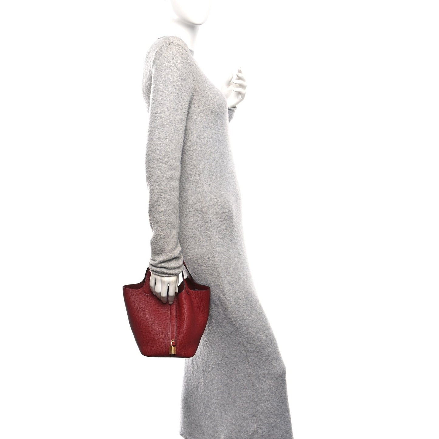 Taurillon Clemence Picotin Lock 18 PM Grained Calfskin Leather Tote Rouge H