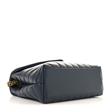 SAINT Laurent Calfskin Y Quilted Monogram Small Loulou Chain Satchel Dark Smog