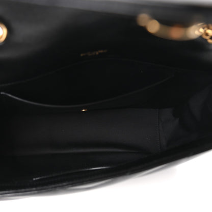 Saint Laurent Loulou Lambskin Chevron Quilted Medium Shoulder Bag Black