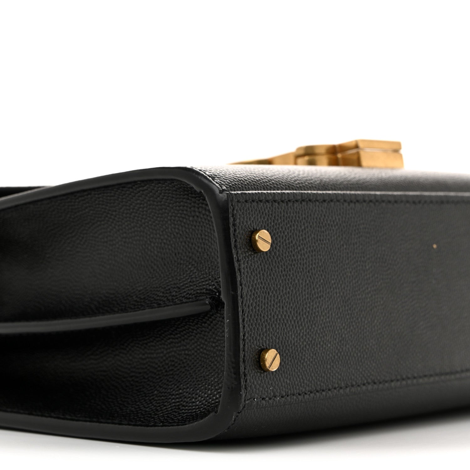 Saint Laurent Grain De Poudre Mini Classic Monogram Cassandra Top Handle Black