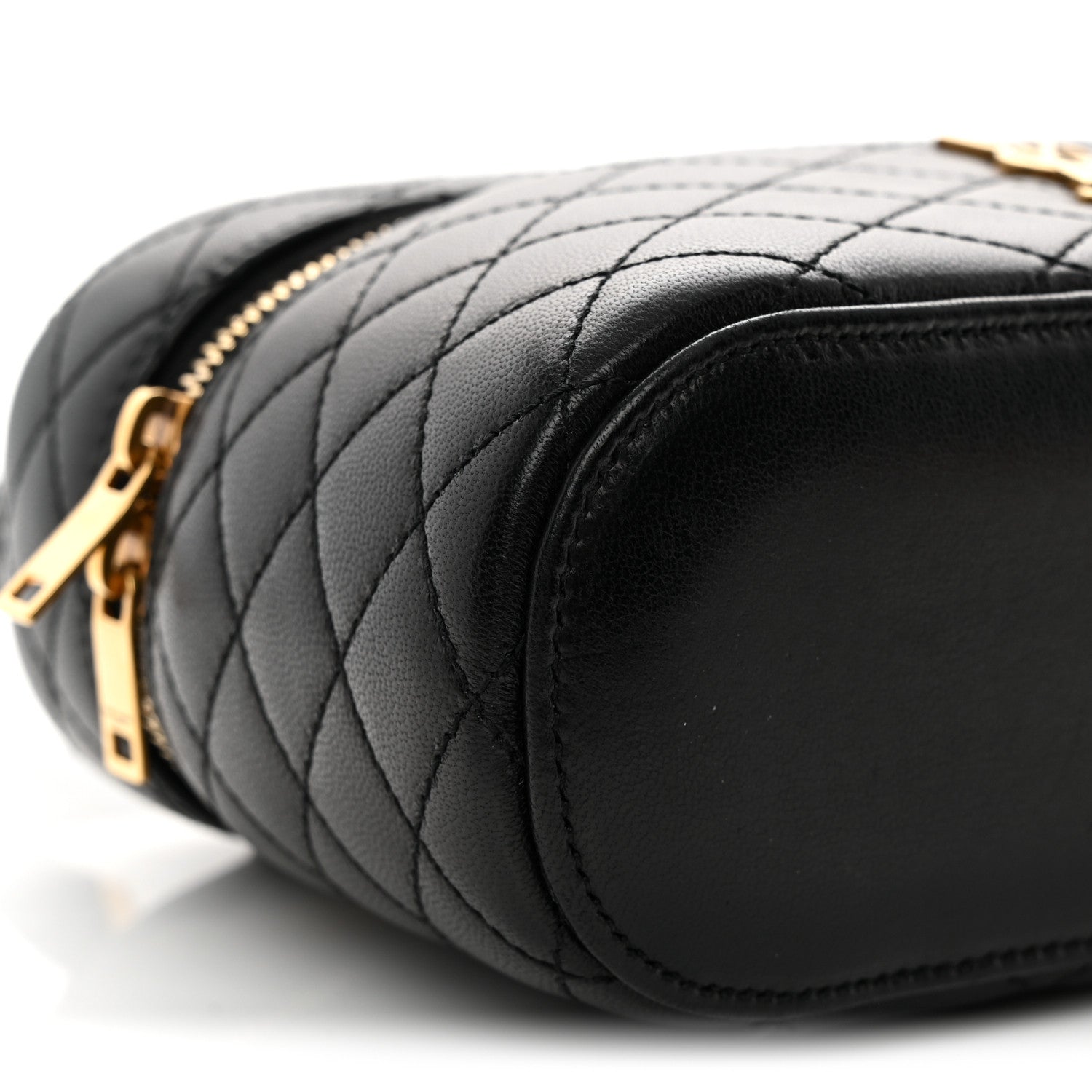Saint Laurent Lambskin Quilted Mini Gaby Vanity Case Black