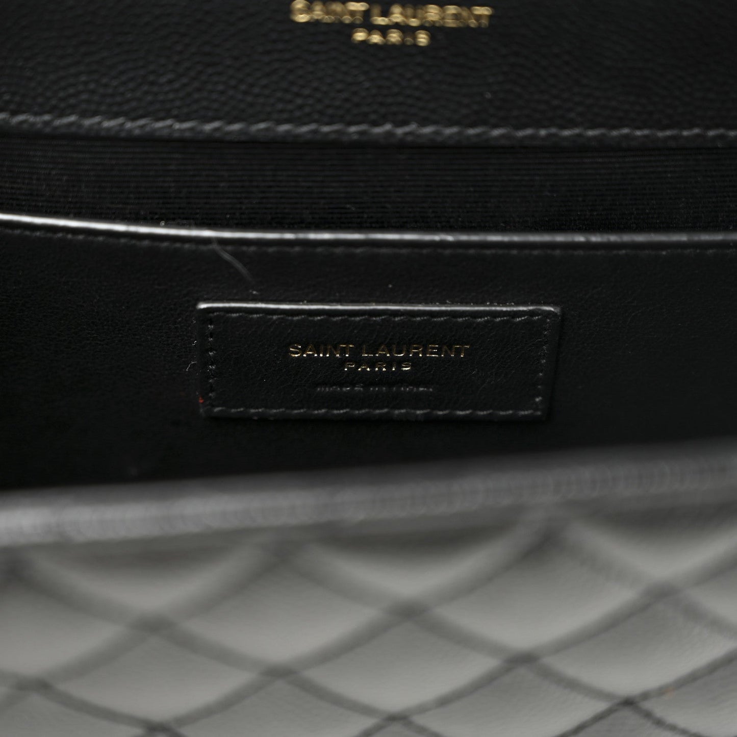 Saint Laurent Grain De Poudre Matelasse Triquilt Medium Monogram Satchel Black