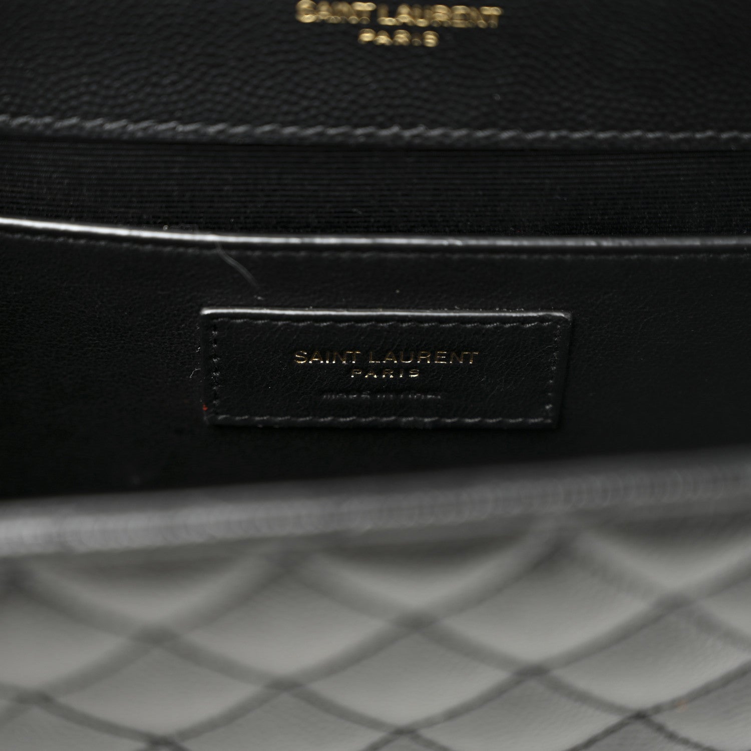 Saint Laurent Grain De Poudre Matelasse Triquilt Medium Monogram Satchel Black