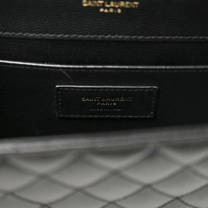 Saint Laurent Grain De Poudre Matelasse Triquilt Medium Monogram Satchel Black