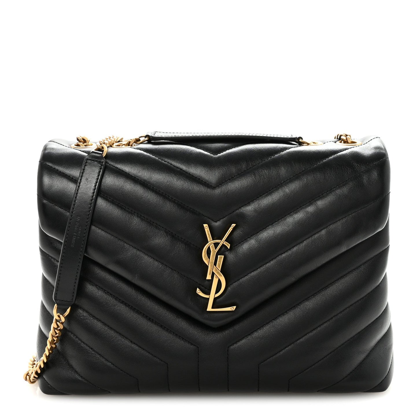 Saint Laurent Loulou Calfskin Y Quilted Monogram Medium Chain Satchel Black