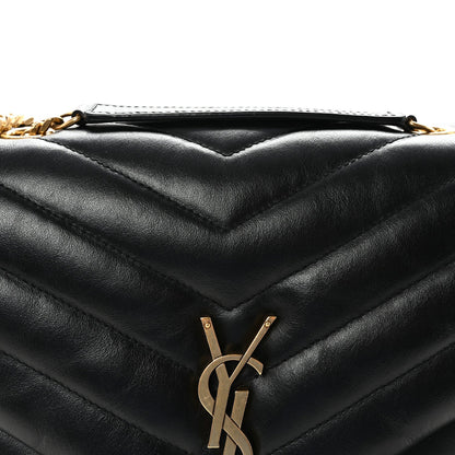 Saint Laurent Loulou Calfskin Y Quilted Monogram Medium Chain Satchel Black