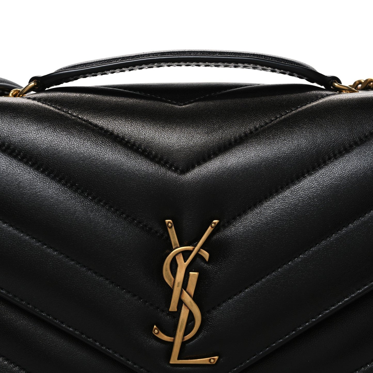 Saint Laurent Lambskin Chevron Quilted Medium Loulou Black