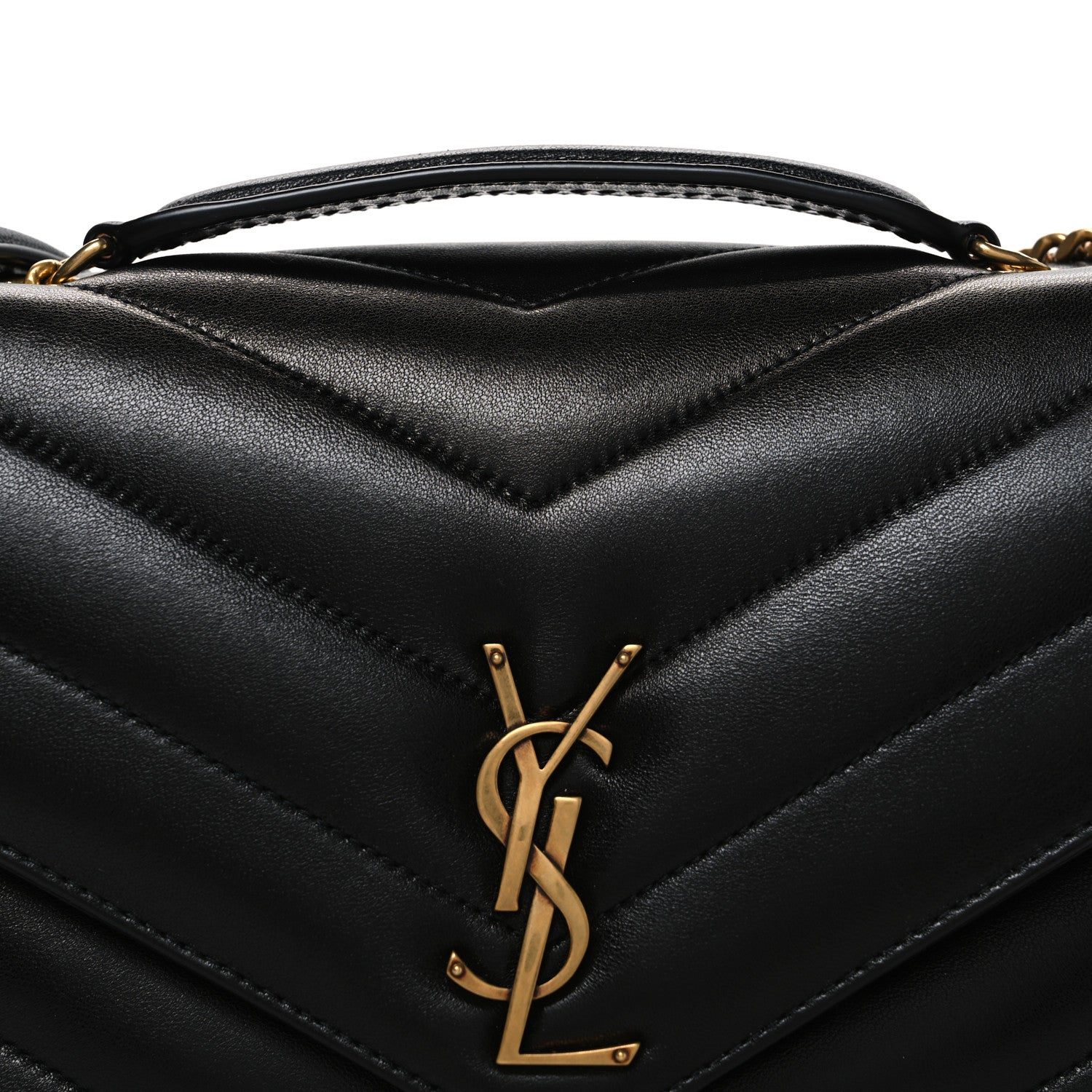 Saint Laurent Lambskin Chevron Quilted Medium Loulou Black
