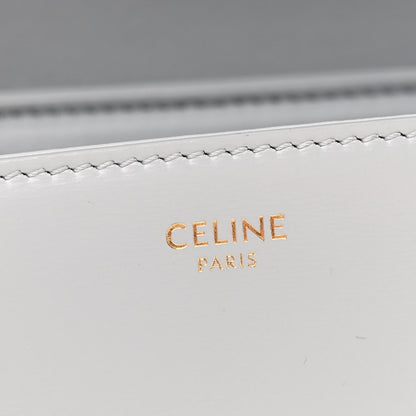Shiny calfskin flap with CELINE PARIS embossed logo