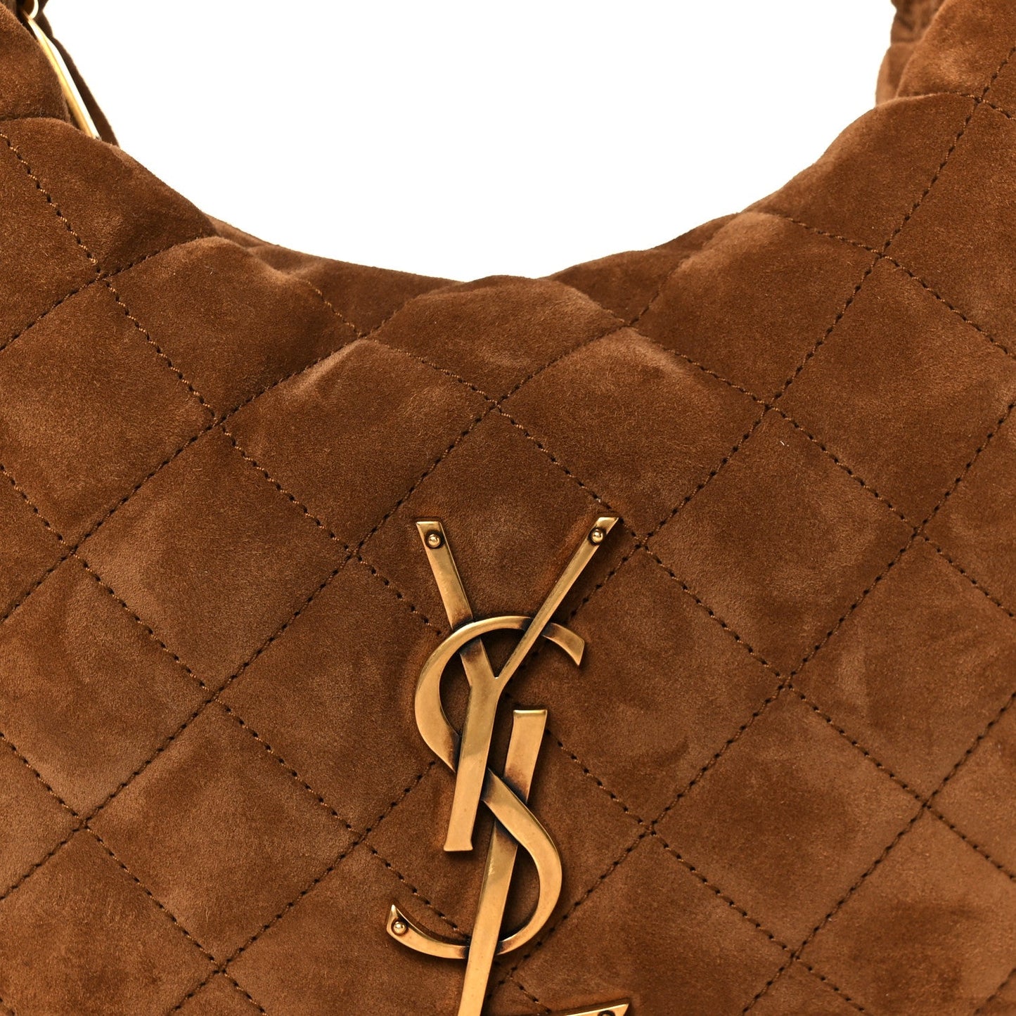 Saint Laurent Suede Quilted Icarino Tote Bag Cognac