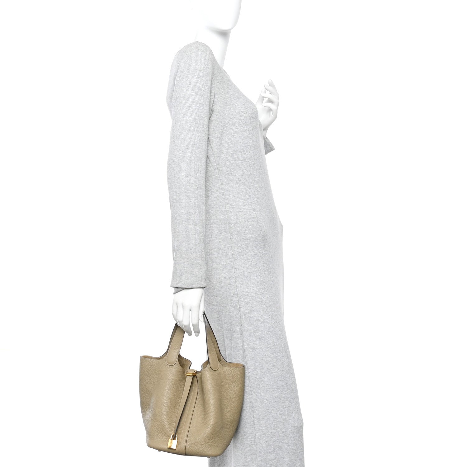 Taurillon Clemence Picotin Lock 22 MM Tote Beige Marfa