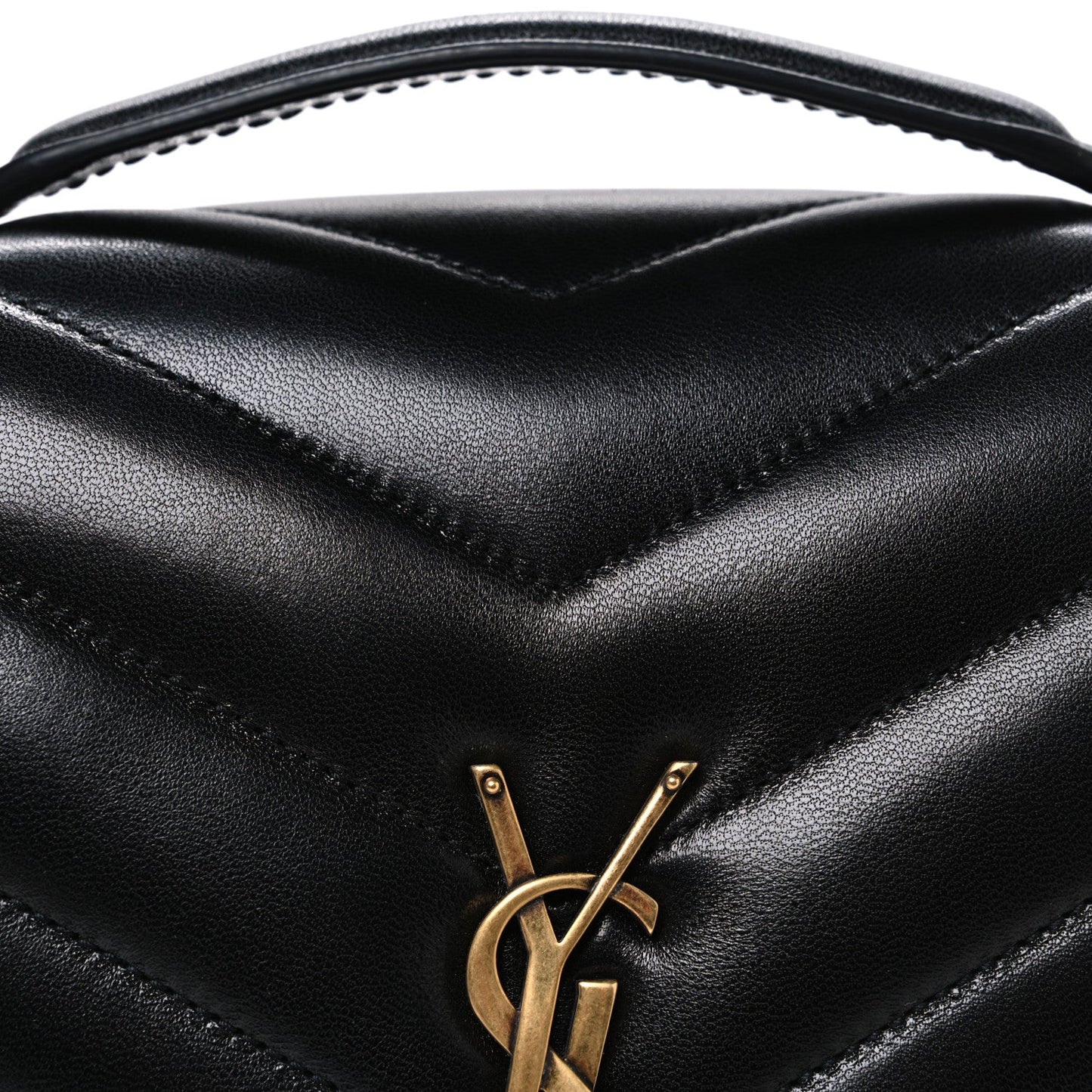 Saint Laurent Lambskin Chevron Quilted Medium Loulou Shoulder Bag Black