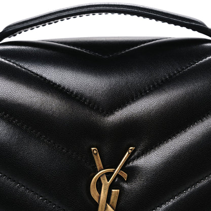 Saint Laurent Lambskin Chevron Quilted Medium Loulou Shoulder Bag Black