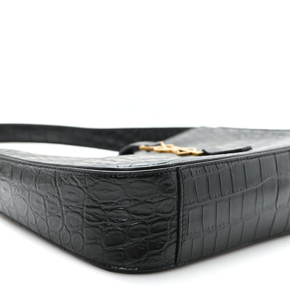 Saint Laurent Le 5 A 7 Hobo Bag Embossed Calfskin Black