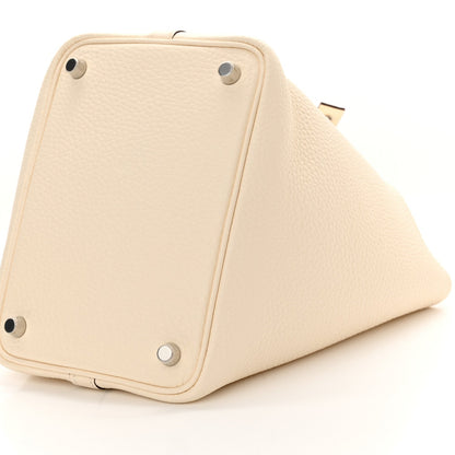 Clemence Picotin Lock 18 PM Nata Leather Handbag