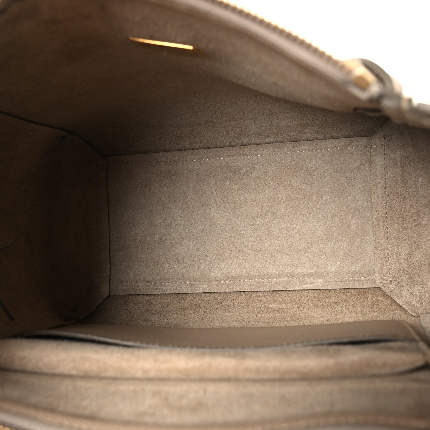 Celine micro belt bag interior lining with visible seams and zipper area