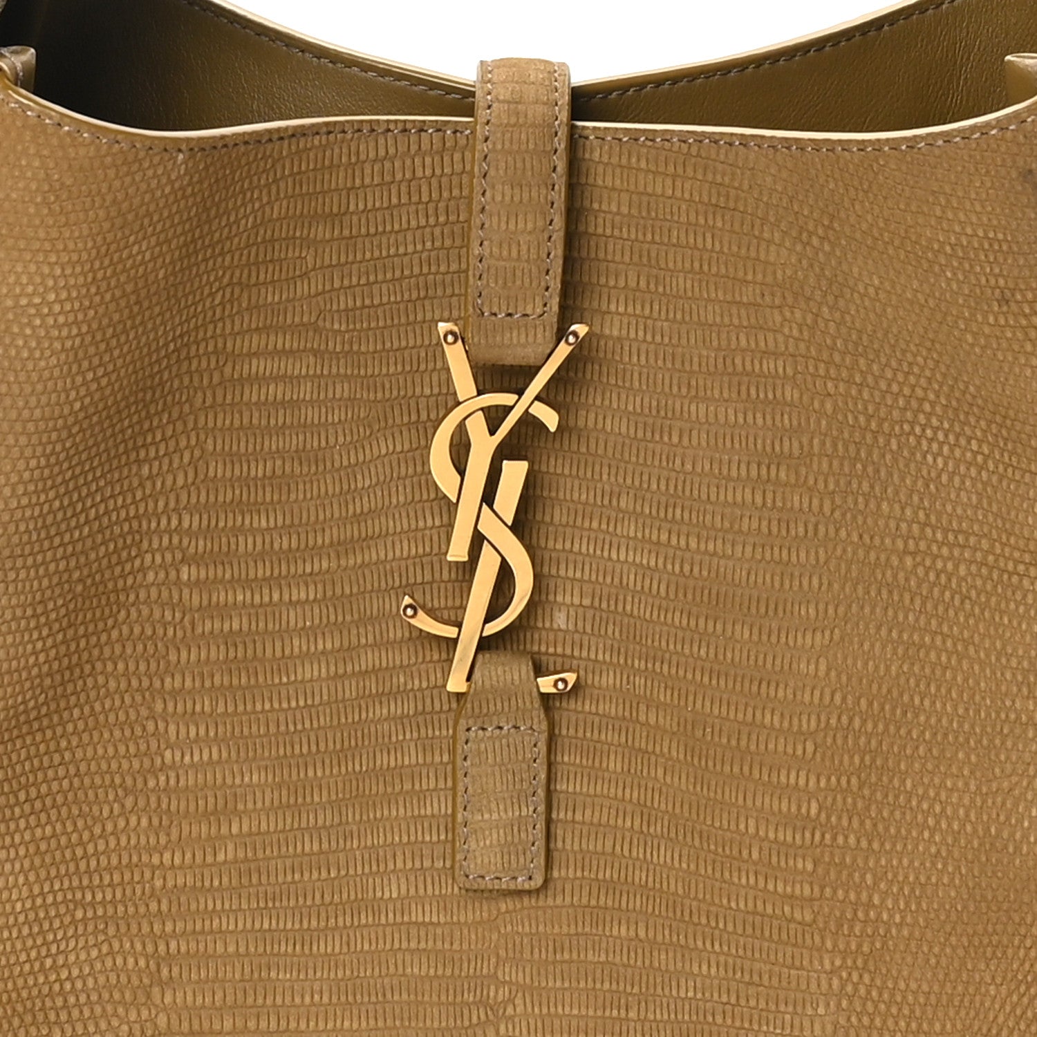 Saint Laurent Suede Lizard Embossed Small Le 5 A 7 Soft Hobo Dark Pistachio