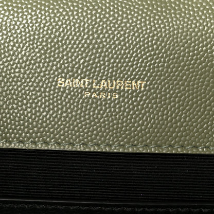 Saint Laurent Grain De Poudre Matelasse Triquilt Medium Monogram Satchel Light Sage