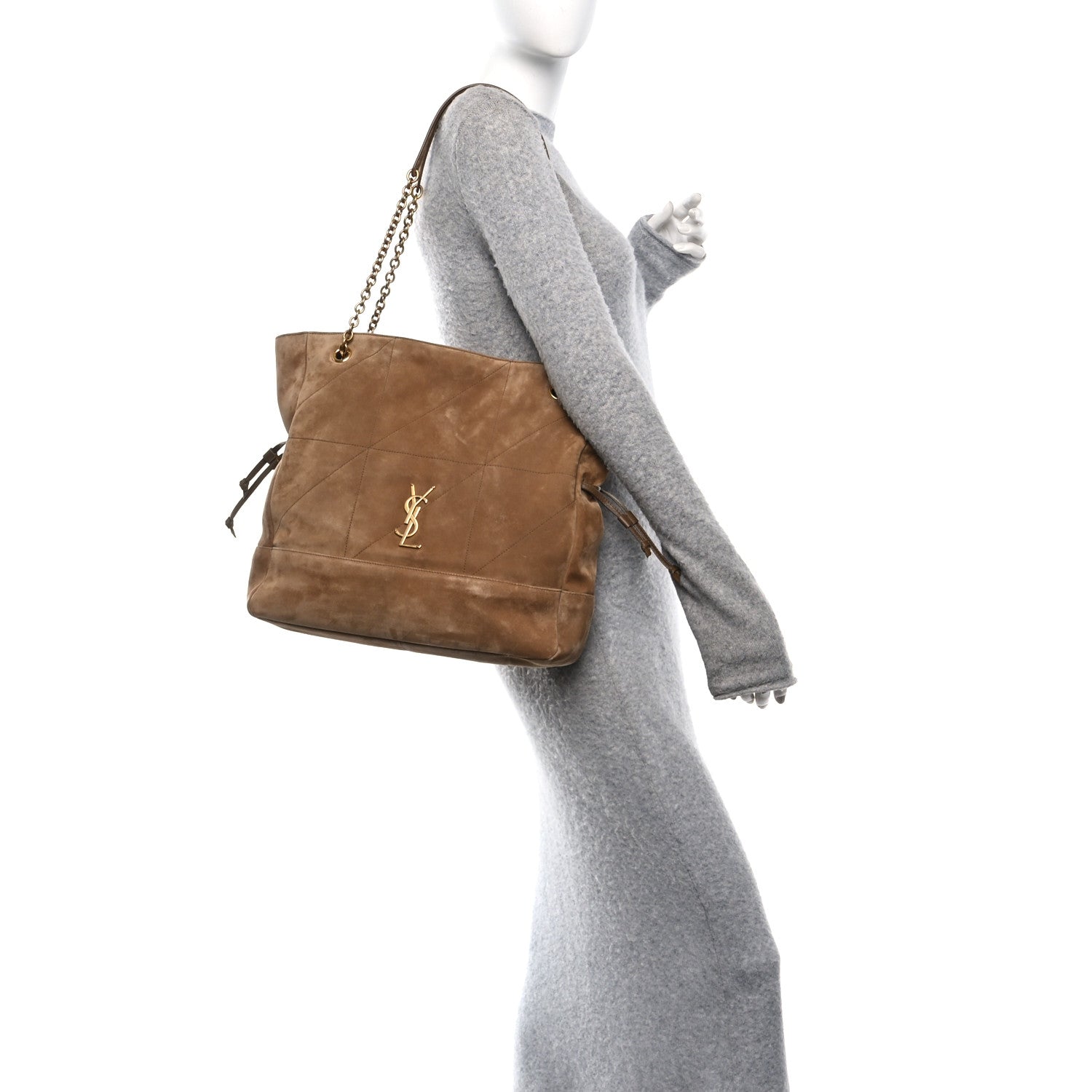 Saint Laurent Suede Medium Jamie Shopping Tote Golden Leaf