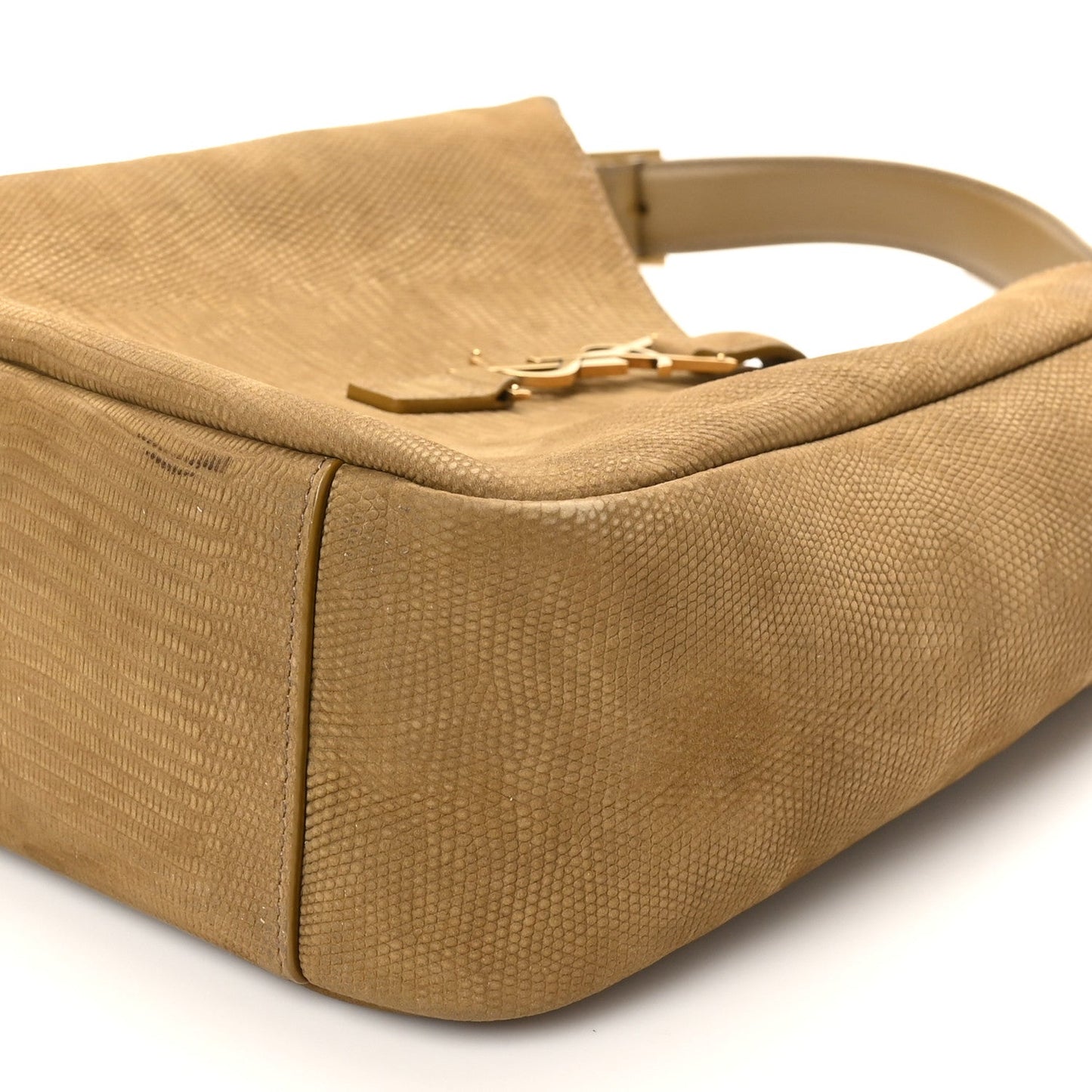 Saint Laurent Suede Lizard Embossed Small Le 5 A 7 Soft Hobo Dark Pistachio