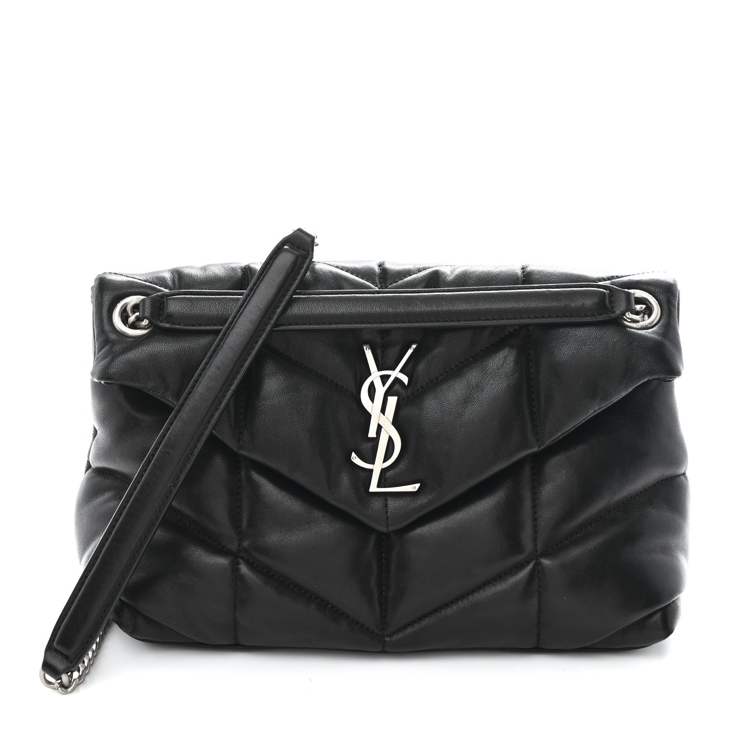 Saint Laurent Loulou Puffer Small Quilted Lambskin Leather Satchel Black