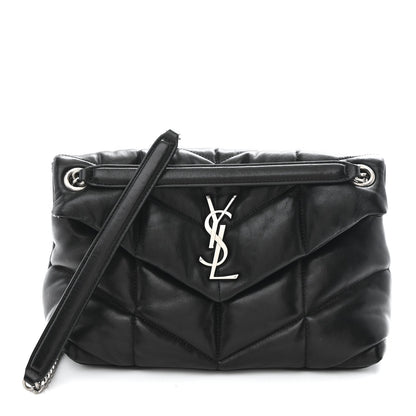 Saint Laurent Loulou Puffer Small Quilted Lambskin Leather Satchel Black