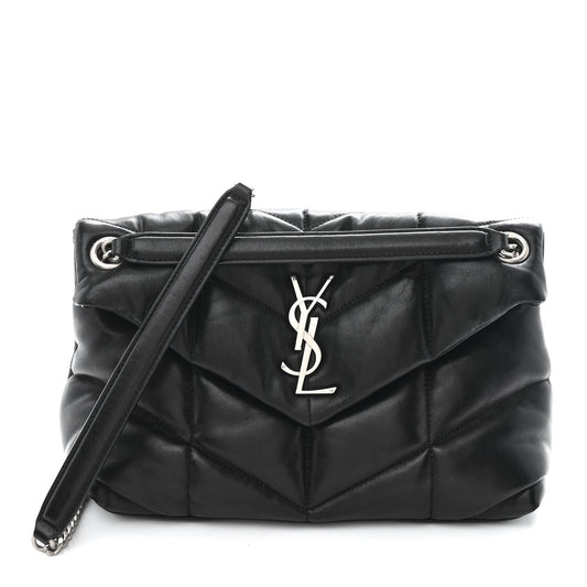 Saint Laurent Loulou Puffer Small Quilted Lambskin Leather Satchel Black