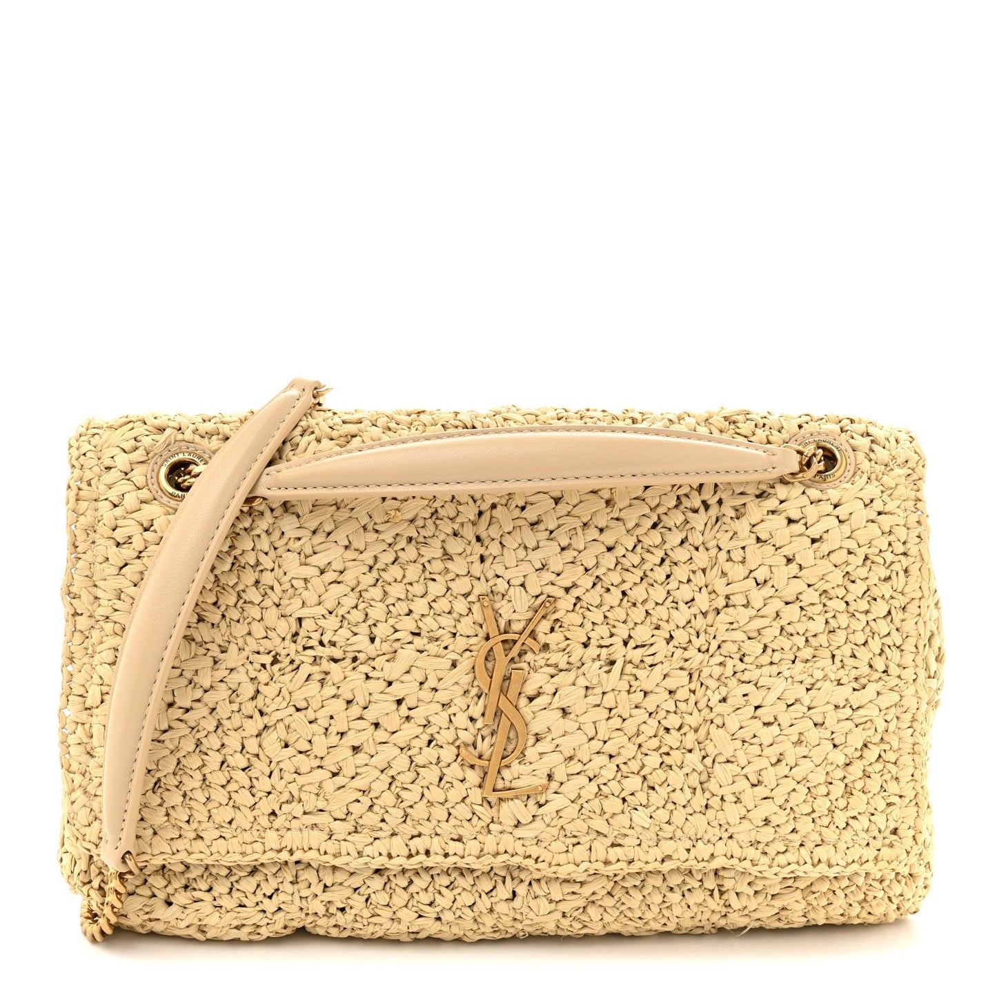 Saint Laurent Raffia Monogram Medium Jamie Shoulder Bag Natural Avorio
