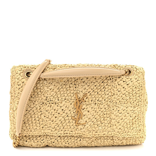 Saint Laurent Raffia Monogram Medium Jamie Shoulder Bag Natural Avorio
