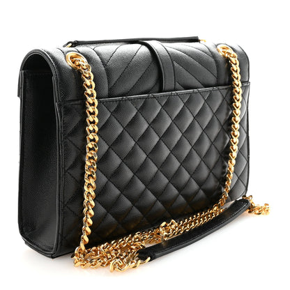 Saint Laurent Grain De Poudre Textured Matelasse Triquilt Medium Satchel Black