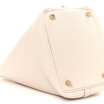 Picotin Lock 18 PM Taurillon Clemence Tote Bag Gris Pale