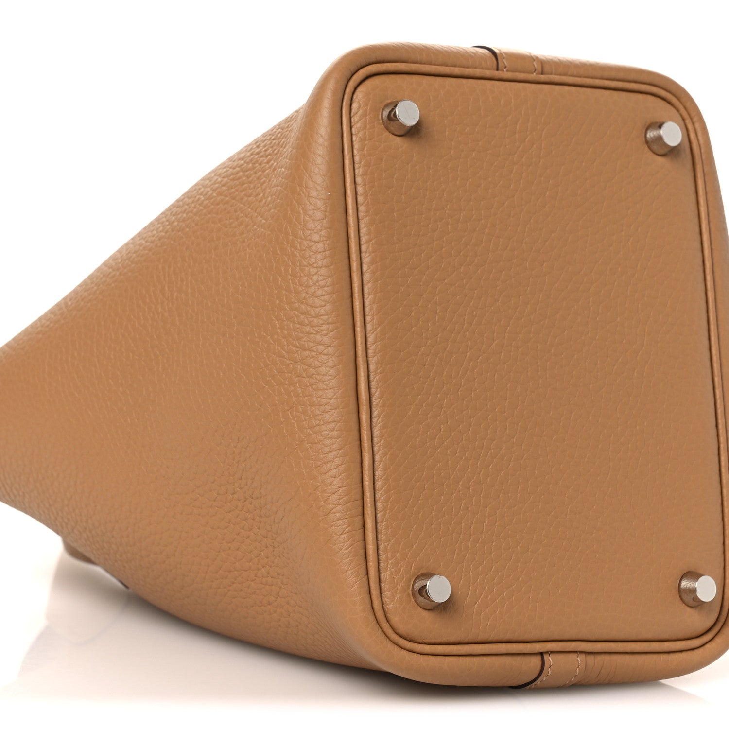 Picotin Lock 18 PM Bucket Bag Textured Calfskin Leather Biscuit