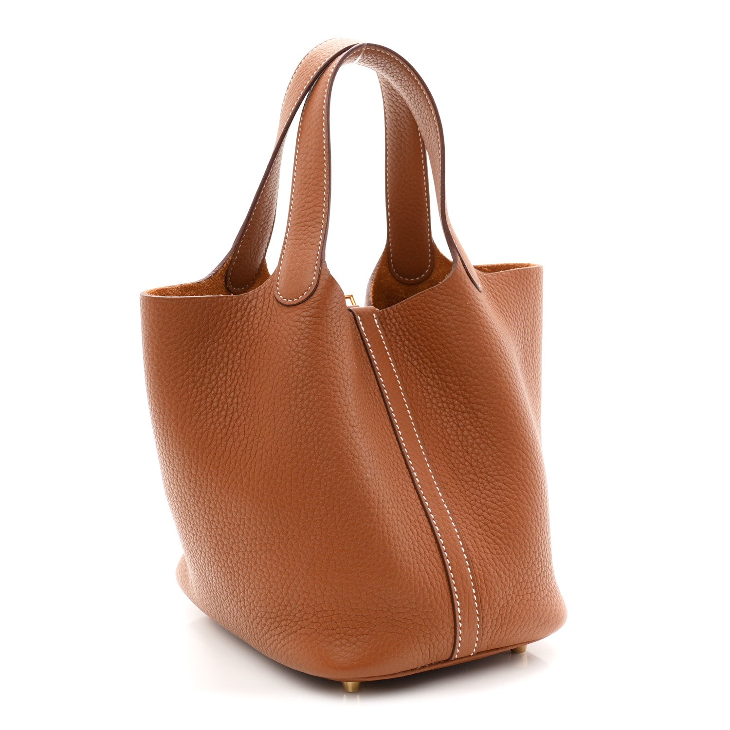 Taurillon Clemence Picotin Lock 18 PM Bucket Bag Gold