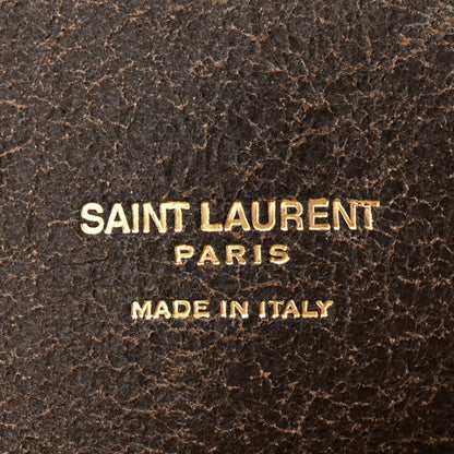Saint Laurent Shearling Calfskin Small Reversible Monogram Kate Satchel Ecru Dark Brown