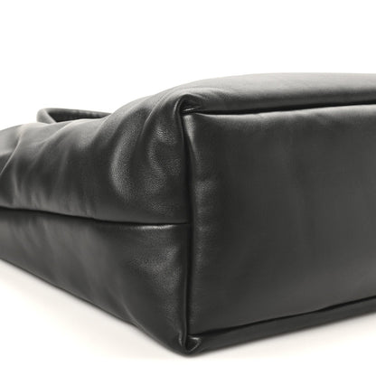 SAINT LAURENT Lambskin Wide Puffer Tote Black