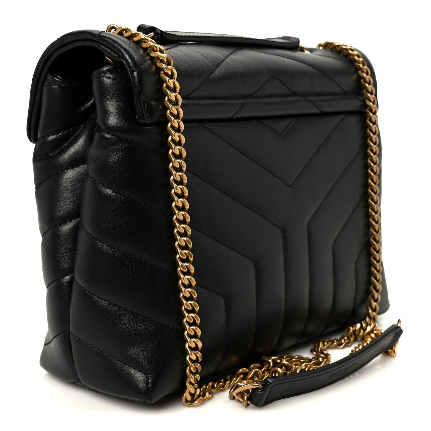 Saint Laurent Small Loulou Chain Satchel Calfskin Y Quilted Monogram Black