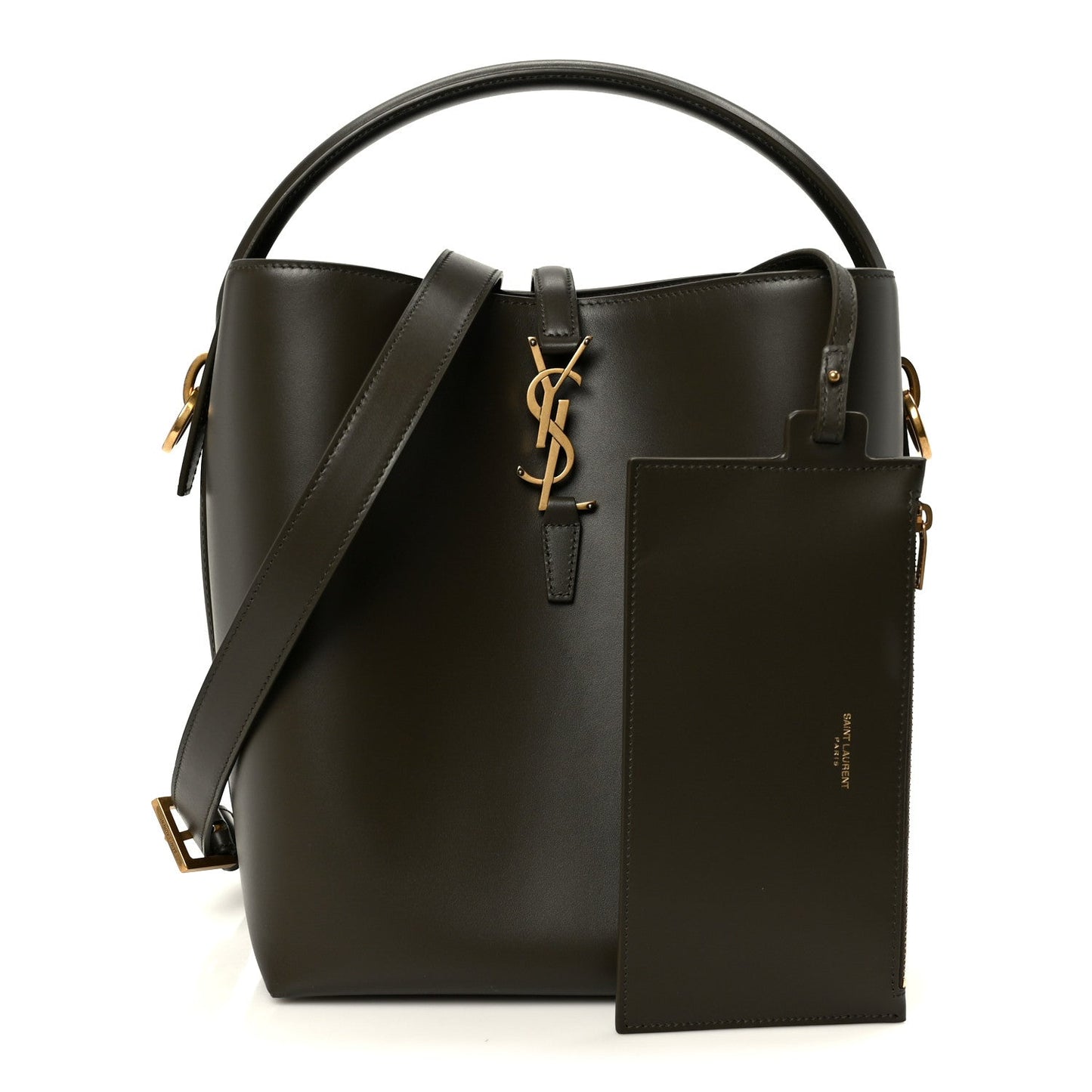 Saint Laurent Shiny Calfskin Le 37 Bucket Bag Arabica