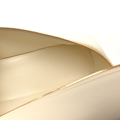Loro Piana grained calfskin extra pocket pouch interior with visible top zipper