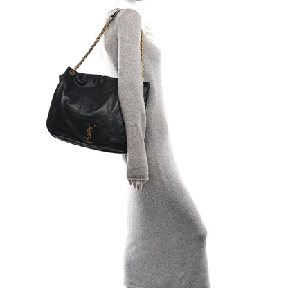 Saint Laurent Lambskin Matelasse Monogram Large Shoulder Bag Black