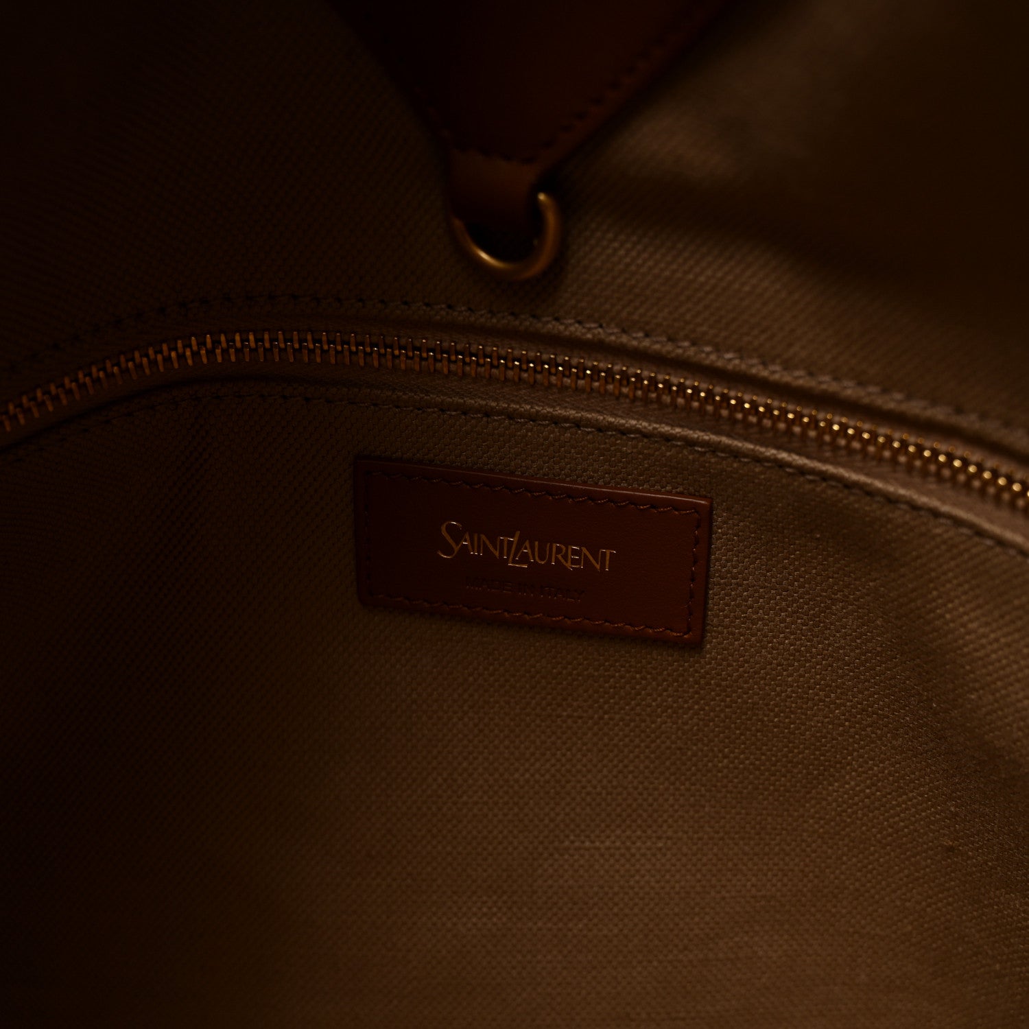 Saint Laurent Canvas Calfskin Y Tote Tan Natural