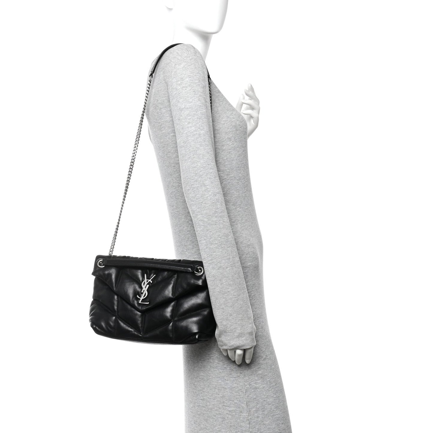 Saint Laurent Loulou Puffer Small Quilted Lambskin Leather Satchel Black