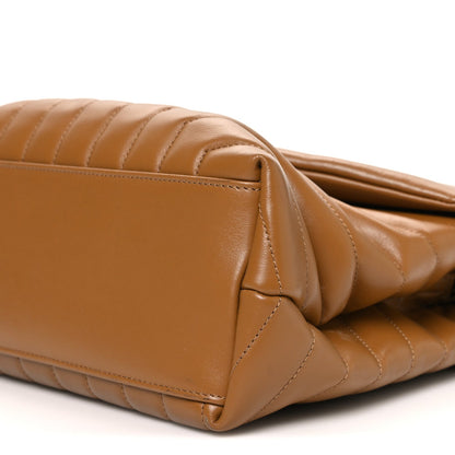 Saint Laurent Loulou Calfskin Y Quilted Monogram Medium Chain Satchel Dark Natural