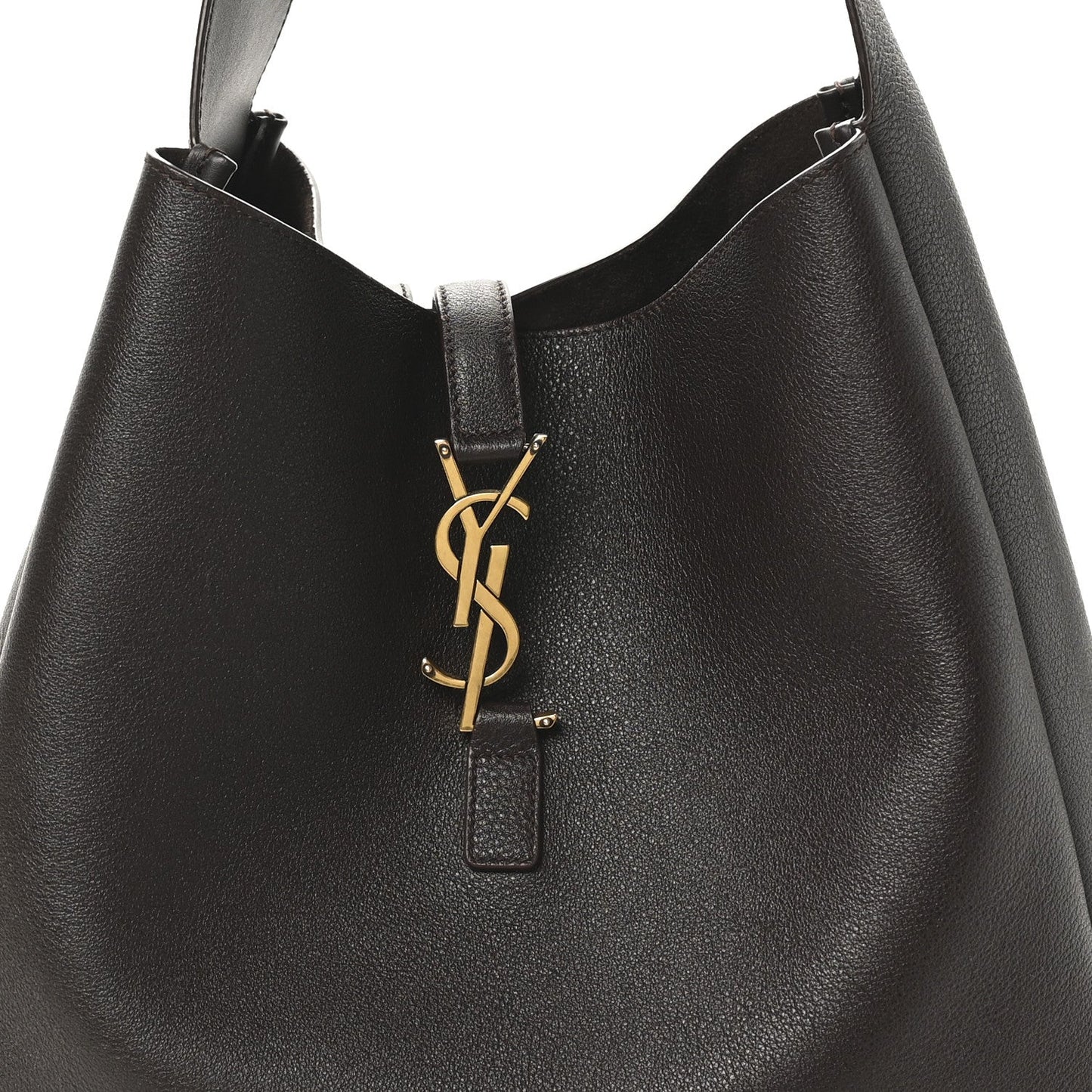 Saint Laurent Le 5 A 7 Supple Calfskin Large Soft Hobo Chocolate