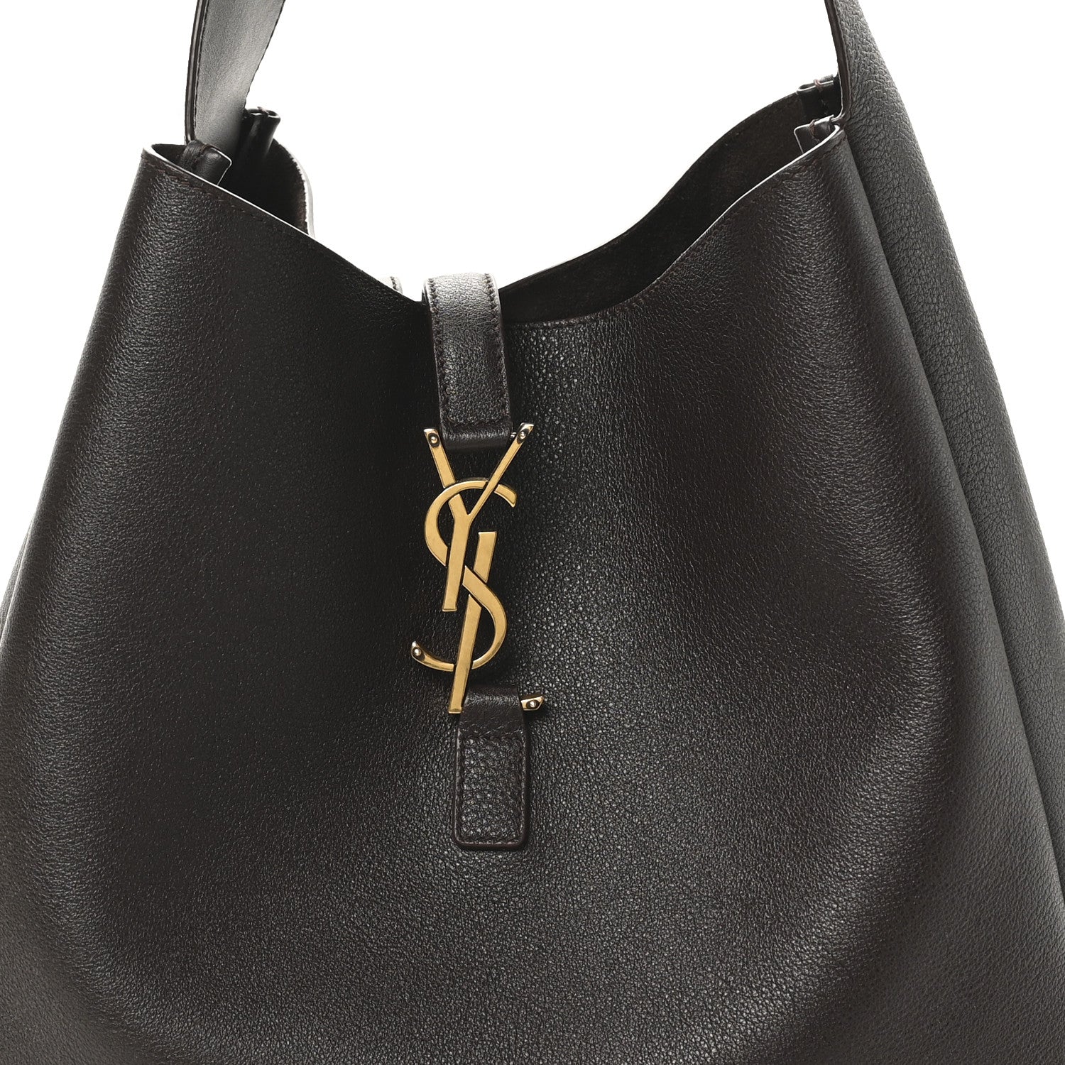 Saint Laurent Le 5 A 7 Supple Calfskin Large Soft Hobo Chocolate