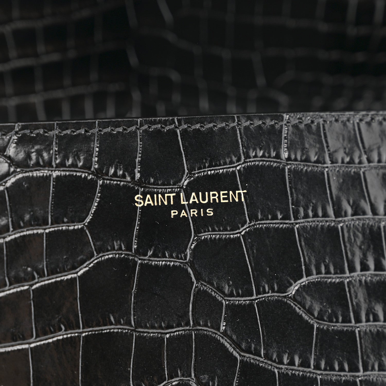 Saint Laurent Cassandra Medium Top Handle Bag Crocodile Embossed Calfskin Black