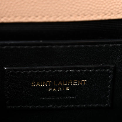 Saint Laurent YSL Monogram Quilted Satchel Medium Dark Beige