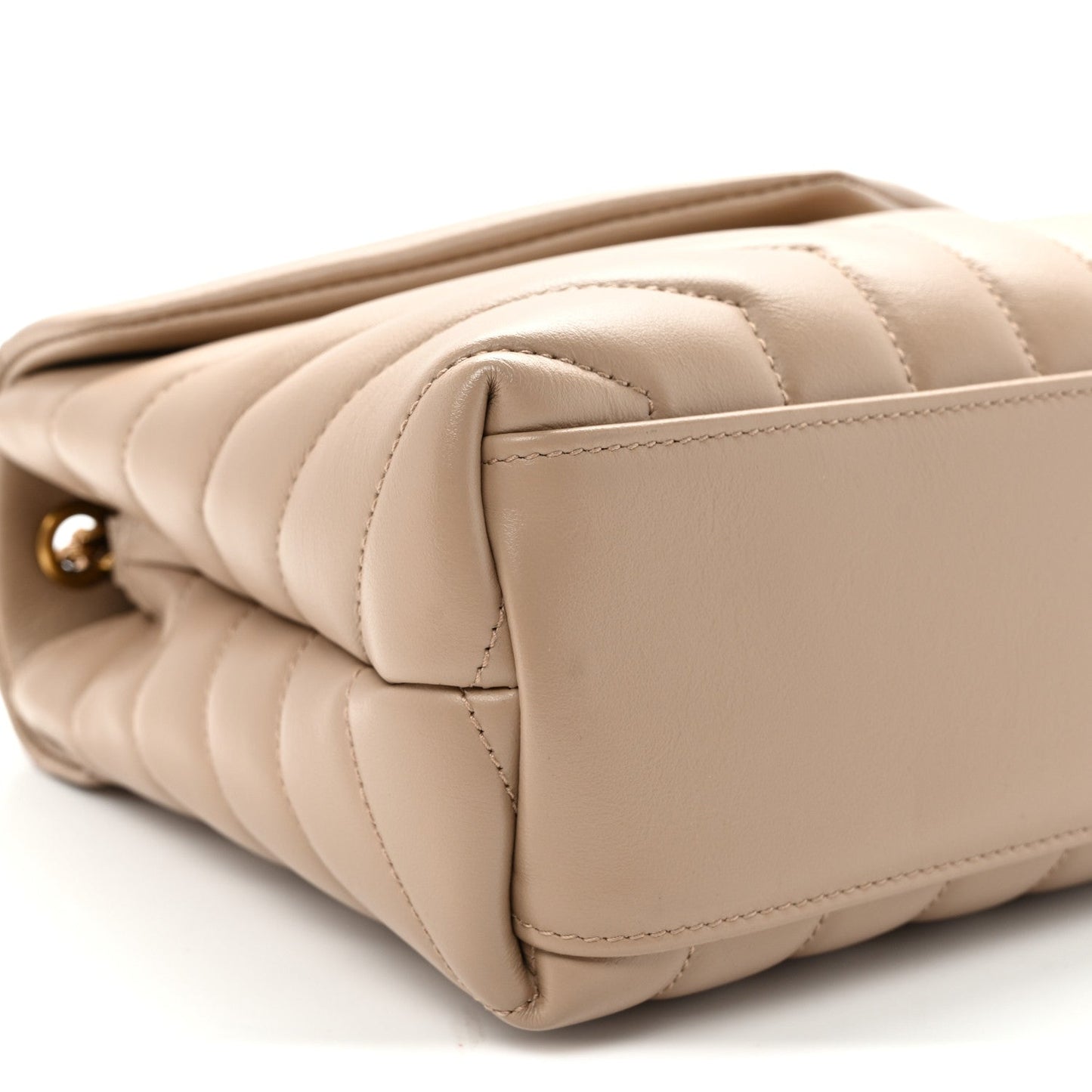 Calfskin Y Quilted Monogram Small Loulou Chain Satchel Dark Beige