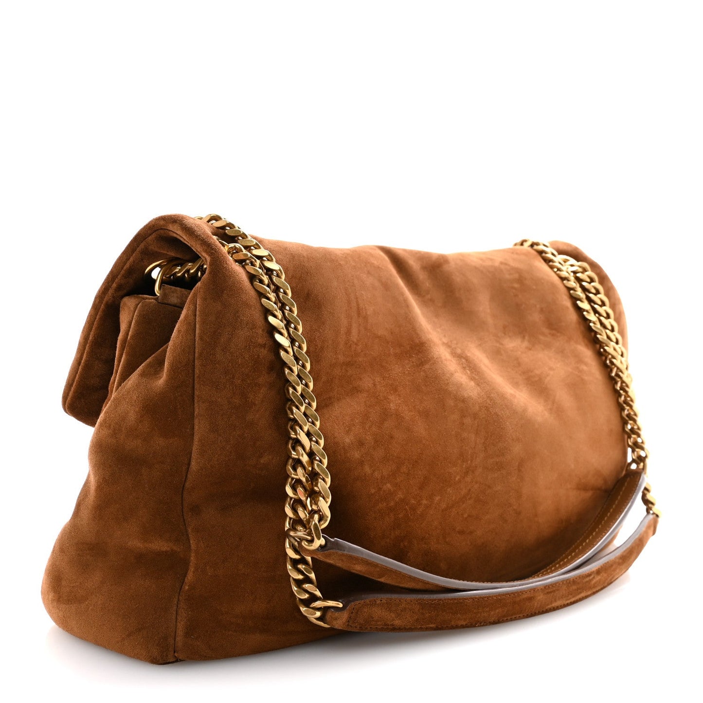 Saint Laurent Large Calypso Suede Shoulder Bag Caramel Cognac