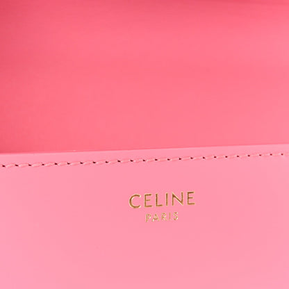 Flamingo pink leather back panel with 'CELINE PARIS' gold stamp