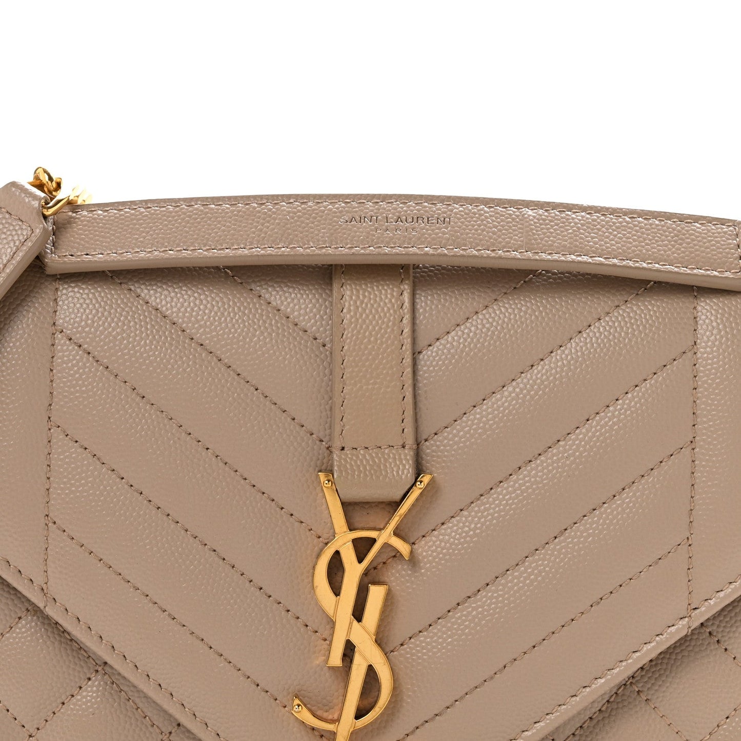 Saint Laurent YSL Monogram Quilted Satchel Medium Dark Beige